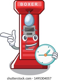With clock boxing game machine on the cartoon