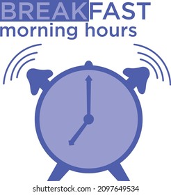 clock , breakfast new concept with silhouette blue