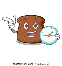 With clock brown bread character cartoon