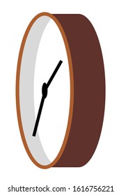 Clock of brown color, interior design for living or working space. Furniture for home or office. Device showing time, hours and minutes. Deadline and organization, isolated icon in 3d isometric style.