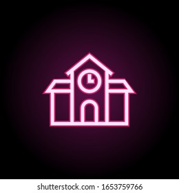 Clock, building neon icon. Simple thin line, outline vector of building icons for ui and ux, website or mobile application