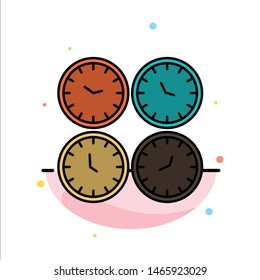 Clock, Business, Clocks, Office Clocks, Time Zone, Wall Clocks, World Time Abstract Flat Color Icon Template. Vector Icon Template background