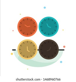Clock, Business, Clocks, Office Clocks, Time Zone, Wall Clocks, World Time Abstract Flat Color Icon Template. Vector Icon Template background