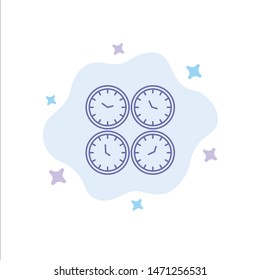 Clock, Business, Clocks, Office Clocks, Time Zone, Wall Clocks, World Time Blue Icon on Abstract Cloud Background. Vector Icon Template background