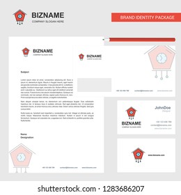 Clock Business Letterhead, Envelope and visiting Card Design vector template