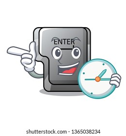 With clock button enter on a keyboard character