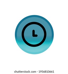 Clock button icon. blue round button. Editable stroke. Simple illustration mobile concept, web design, application, UI. Design template vector