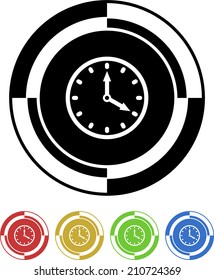 Clock button mosaic retro colors