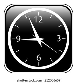 Clock button on white background. Vector illustration.