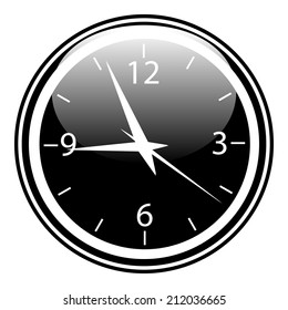 Clock button on white background. Vector illustration.