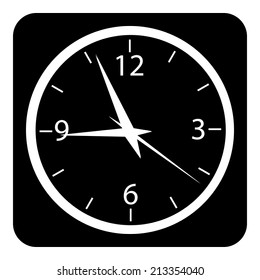 Clock button on white background. Vector illustration.