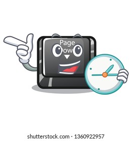 With clock button page down isolated with cartoon