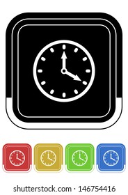 Clock button retro colors square