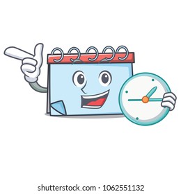 Clock calendar character cartoon style