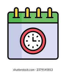 Clock with calendar, concept vector of deadline in modern style