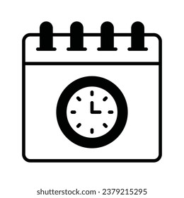 Clock with calendar, concept vector of deadline in modern style