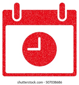 Clock Calendar Day grainy textured icon for overlay watermark stamps. Flat symbol with unclean texture. Dotted vector red ink rubber seal stamp with grunge design on a white background.