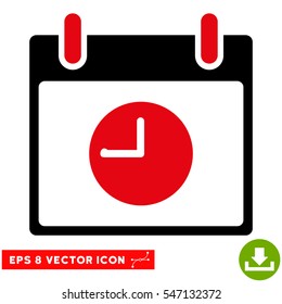 Clock Calendar Day icon. Vector EPS illustration style is flat iconic bicolor symbol, intensive red and black colors.