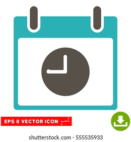 Clock Calendar Day icon. Vector EPS illustration style is flat iconic bicolor symbol, grey and cyan colors.