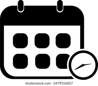 Clock and calendar icon design. time reminder icon. flat vector illustration.