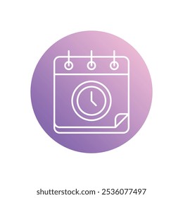 Reloj con el icono del calendario aislado en un fondo blanco. Ilustración vectorial.