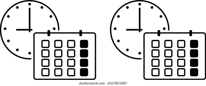 Clock and calendar icon set