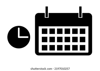 Clock and calendar icon set. Appointment and plan. Timetable. Vector.