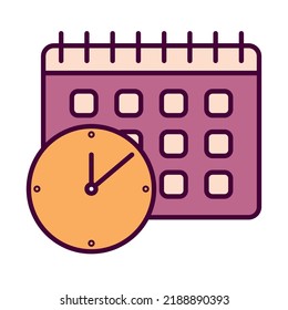 Uhr und Kalender auf Weiß