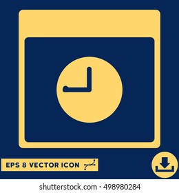 Clock Calendar Page icon. Vector EPS illustration style is flat iconic symbol, yellow color.