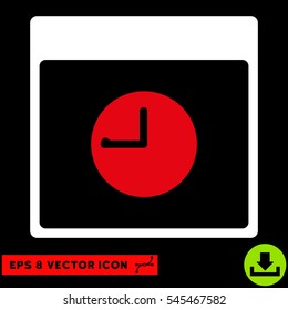 Clock Calendar Page icon. Vector EPS illustration style is flat iconic bicolor symbol, red and white colors.