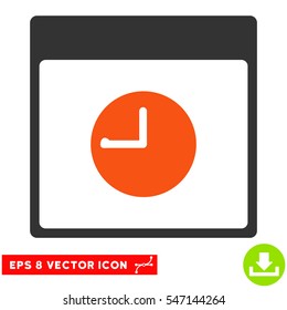 Clock Calendar Page icon. Vector EPS illustration style is flat iconic bicolor symbol, orange and gray colors.