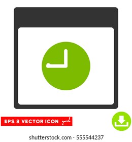Clock Calendar Page icon. Vector EPS illustration style is flat iconic bicolor symbol, eco green and gray colors.