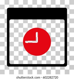Clock Calendar Page icon. Vector illustration style is flat iconic bicolor symbol, intensive red and black colors, transparent background. Designed for web and software interfaces.