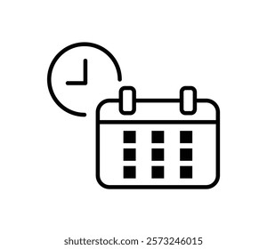 Clock and calendar simple icon illustration vector