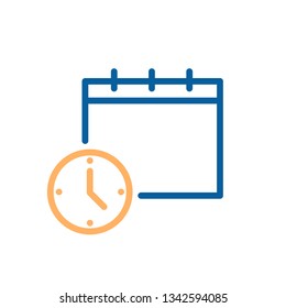 Clock and calendar simple icon. Vector illustration for business, schedule, office, routine, delivery days, deadline etc