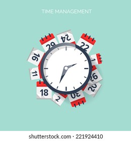 Clock and calendar. Time management concept background