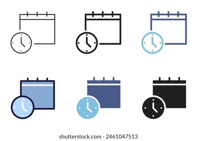 Clock and calendar vector icon. Schedule, routine, deadline graphic element