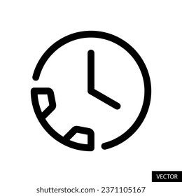 botón Reloj y llamada, duración de llamada telefónica, icono de vector de llamada en espera en el diseño de estilo de línea para sitio web, aplicación, interfaz de usuario, aislado en fondo blanco. Trazo editable. Ilustración vectorial EPS 10.