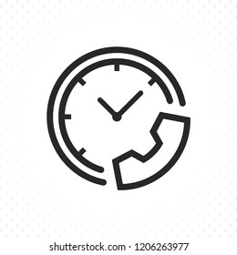 Clock call icon. Twenty-four hours call, Call center symbol. Customer service in 24 hours. Call service vector icon 