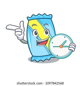 With clock candy character cartoon style