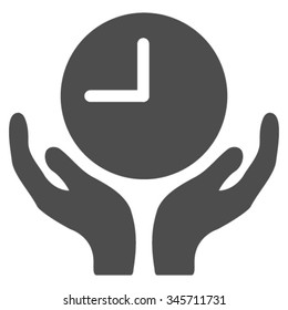 Clock Care vector icon. Style is flat symbol, gray color, rounded angles, white background.