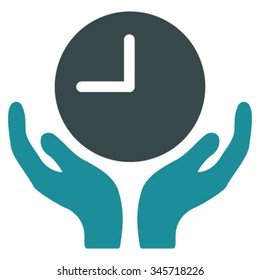 Clock Care vector icon. Style is bicolor flat symbol, soft blue colors, rounded angles, white background.