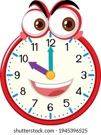 Clock cartoon character with facial expression illustration