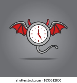 clock cartoon character, funny alarmclock illustration