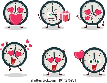 Clock cartoon character with love cute emoticon