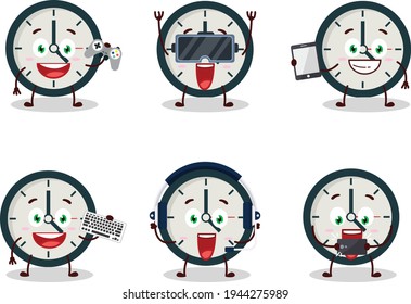 El personaje de las caricaturas de Reloj está jugando con varios emoticonos bonitos