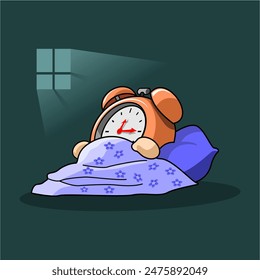 clock cartoon character it's time to sleep