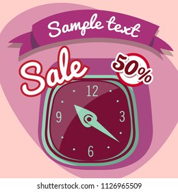Clock cartoon illustration 12. Vector illustration isolated on background.