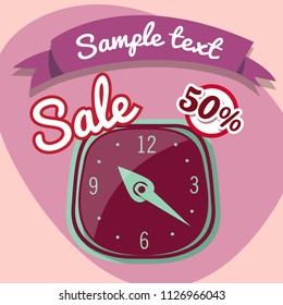 Clock cartoon illustration 13. Vector illustration isolated on background.