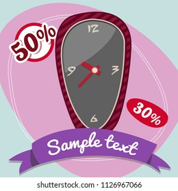 Clock cartoon illustration 17. Vector illustration isolated on background.